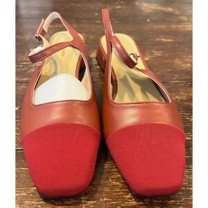 C.Paravano Square Toe Slingback Sandals for Women - Size 9